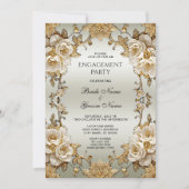 ゴールデン華美ホワイトフラワーズ婚約 招待状 (正面)