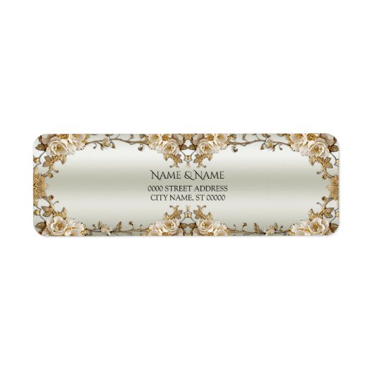ゴールデン華美ホワイトフラワーズ差出人住所ラベル ラベル (正面)