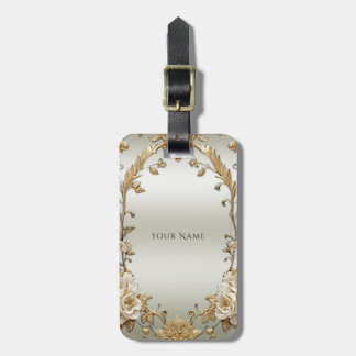 ゴールデン華美ホワイトフラワーラゲージタグ ラゲッジタグ