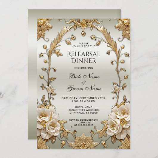 ゴールデン華美ホワイトフラワーリハーサルディナー 招待状 (正面/裏面)