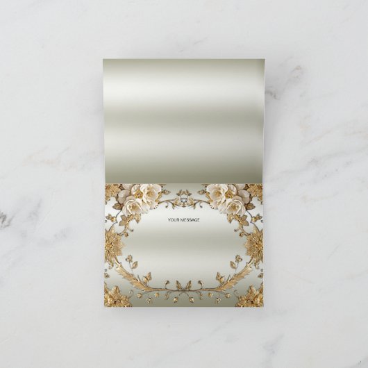 ゴールデン華美ホワイト花サンキューカード サンキューカード (内部)