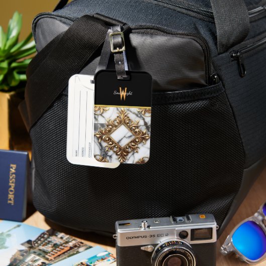 ゴールデン華美マーブルデザイン ラゲッジタグ (正面&裏面)