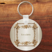 ゴールデン華美長方形ディモンド花シャイニー キーホルダー (裏面)