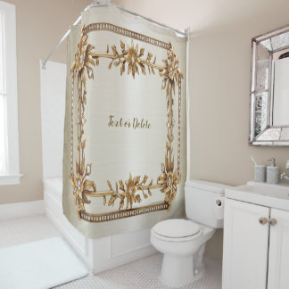 ゴールデン華美長方形ディモンド花シャイニー シャワーカーテン