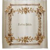 ゴールデン華美長方形ディモンド花シャイニー シャワーカーテン (正面)