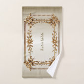 ゴールデン華美長方形ディモンド花シャイニー バスタオルセット (ハンドタオル)