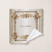 ゴールデン華美長方形ディモンド花シャイニー バスタオルセット (ウォッシュタオル)