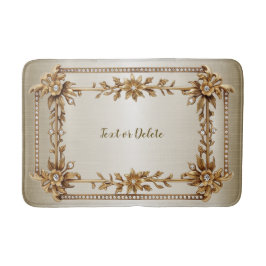 ゴールデン華美長方形ディモンド花シャイニー バスマット