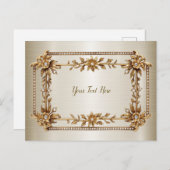 ゴールデン華美長方形ディモンド花シャイニー ポストカード (正面/裏面)