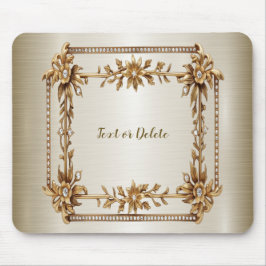 ゴールデン華美長方形ディモンド花シャイニー マウスパッド