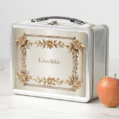 ゴールデン華美長方形ディモンド花シャイニー メタルランチボックス (インサイチュ)