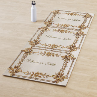 ゴールデン華美長方形ディモンド花シャイニー ヨガマット