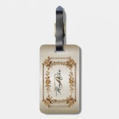 ゴールデン華美長方形ディモンド花シャイニー ラゲッジタグ (裏面縦)