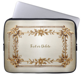 ゴールデン華美長方形ディモンド花シャイニー ラップトップスリーブ