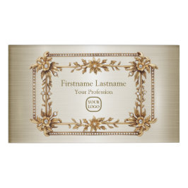 ゴールデン華美長方形ディモンド花シャイニー 名札