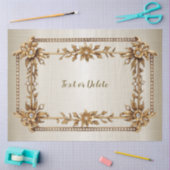 ゴールデン華美長方形ディモンド花シャイニー 薄葉紙 (クラフト)