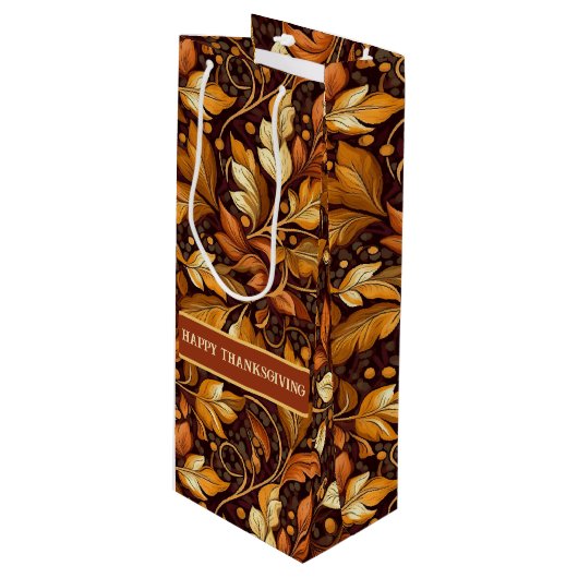 ゴールデン葉カスタマイズ ワインギフトバッグ (正面アングル)