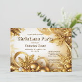 ゴールデン葉クリスマスパーティーホリデー招待状 招待状 (スタンド正面)