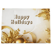 ゴールデン葉クリスマスホリデー抱き枕 ラージペーパーバッグ (正面)