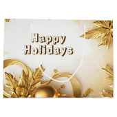 ゴールデン葉クリスマスホリデー抱き枕 ラージペーパーバッグ (裏面)