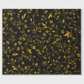 ゴールデン葉ダマスオンブラック ラッピングペーパー (フラット)