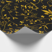 ゴールデン葉ダマスオンブラック ラッピングペーパー (角)