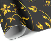 ゴールデン葉ダマスオンブラック ラッピングペーパー (ロールコーナー)