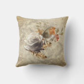 ゴールデン葉バラと鳥装飾用クッション クッション (裏面)