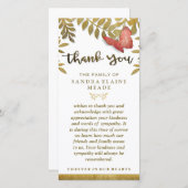 ゴールデン葉フローラバタフライサンキューユー悔やみや弔慰 サンキューカード (正面/裏面)