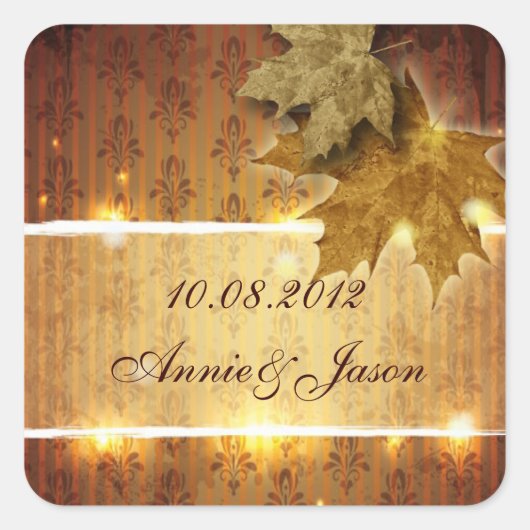 ゴールデン葉秋の結婚式の魅力 スクエアシール (正面)