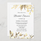 ゴールデン葉金ゴールドリーフブライダルシャワー 招待状 (正面/裏面)