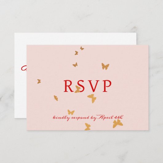 ゴールデン蝶ウェディングスプカード 出欠カード (正面/裏面)