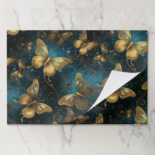 ゴールデン蝶ティアウェイランチョンマット ペーパーパッド (折り畳み)