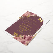 ゴールデン蝶赤面フローラキンセアニェラ金ゴールド 箔招待状 (回転した状態)