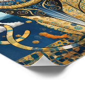 ゴールデン装飾グスタフクリムトスタイルキャットアート ポスター (角)