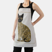 ゴールデン装飾グスタフクリムトスタイルブラックキャットアート エプロン (インサイチュ)