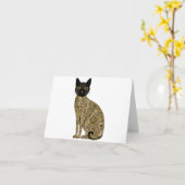 ゴールデン装飾グスタフクリムトスタイルブラックキャットアート カード (黄色い花)