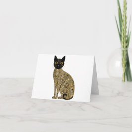 ゴールデン装飾グスタフクリムトスタイルブラックキャットアート カード