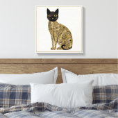 ゴールデン装飾グスタフクリムトスタイルブラックキャットアート キャンバスプリント (インサイチュ (寝室))