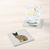 ゴールデン装飾グスタフクリムトスタイルブラックキャットアート スクエアペーパーコースター (インサイチュ)