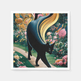 ゴールデン装飾グスタフクリムトスタイルブラックキャットアート スタンダードカクテルナプキン