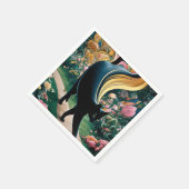 ゴールデン装飾グスタフクリムトスタイルブラックキャットアート スタンダードカクテルナプキン (角)