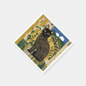 ゴールデン装飾グスタフクリムトスタイルブラックキャットアート スタンダードカクテルナプキン (角)