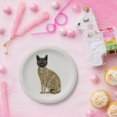 ゴールデン装飾グスタフクリムトスタイルブラックキャットアート ペーパープレート (パーティー)