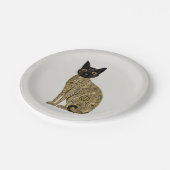 ゴールデン装飾グスタフクリムトスタイルブラックキャットアート ペーパープレート (アングル)