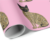 ゴールデン装飾グスタフクリムトスタイルブラックキャットアート ラッピングペーパー (ロールコーナー)