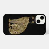 ゴールデン装飾グスタフクリムトスタイルブラックキャットアート iPhoneケース (裏面横)