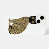 ゴールデン装飾グスタフクリムトスタイルブラックキャットアート iPhoneケース (裏面横)