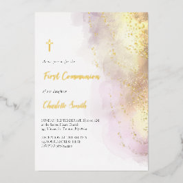 ゴールデン詳細ファーストコミュニオン 箔招待状