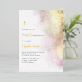 ゴールデン詳細ファーストコミュニオン 箔招待状 (立ち正面)